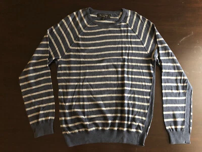 Men’s Rag & Bone Striped Sweater | Medium | Navy Gray - Image 1 of 4