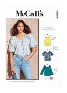 McCalls Sewing Pattern 8256 Misses 4-26 Easy Tops Gathered Neckline & Sleeve Var - Picture 1 of 9