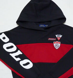 NEW! POLO RALPH LAUREN PRL1 Racing PATCHES Spell Out Down Arm ~ HOODIE Womens XS