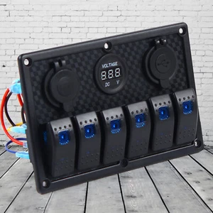 12V LED Schaltpanel Auto Boot Doppelte Schalter 6 Gang Schalttafel USB Voltmeter - Bild 1 von 11