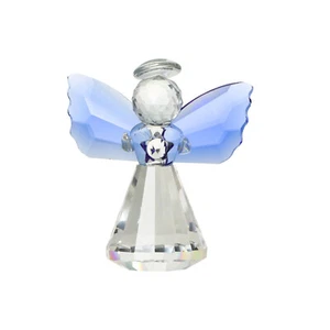 Crystal Blue Winged Angel Figurine Collectible Glass Angel Ornament Wedding Gift - Picture 1 of 4