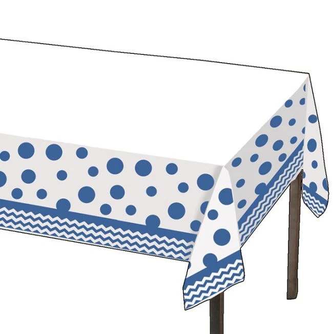 Синяя пластиковая скатерть Chevron & Dots 52 x 102 дюйма синие принадлежности украшение для вечеринок - Изображение 1 из 1