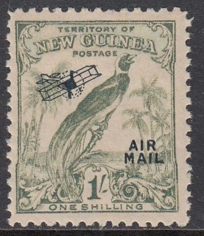 New Guinea 1932 1/- UNDATED BIRD AIRMAIL Mint Lightly Hinged Cover