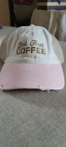 TIME & TRU Damen BUT FIRST COFFEE Baseball Cap Washed Cotton Twill Pink - Bild 1 von 2