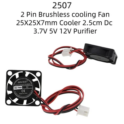 2507 25X25X7mm 2 Pin Brushless Cooling Fan Cooler 2.5cm DC 3.7V 5V 12V Purifier - Image 1 of 4