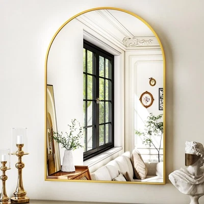 20"x30" Gold Arched Bathroom Mirror - Wall Mirror for Bathroom, Metal Frame Vani - Image 1 of 4