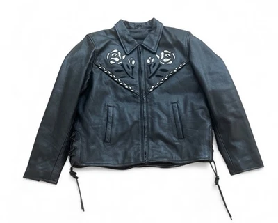Chaqueta de moto vintage de cuero Gallery Rose forro grande para mujer Foto 1 de 4