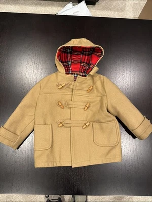 Casaco de lã vintage Fieldston masculino tamanho 4 criança ervilha peito duplo e capuz - Imagem 1 de 4