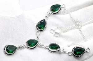 Paraiba Peridot Gemstone 925 Sterling Silver Jewelry Necklace Size-17-18" - Picture 1 of 4