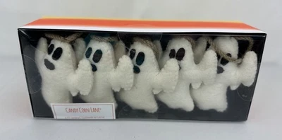 New Candy Corn Lane Halloween Garland Ghosts 6 Feet Long Felt Black & White - Image 1 of 4