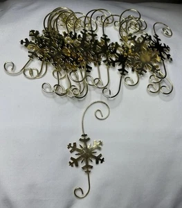 Decorative Snowflake Ornament Hooks ~ Goldtone Set Of 20 ~ 3 1/2" - Picture 1 of 6