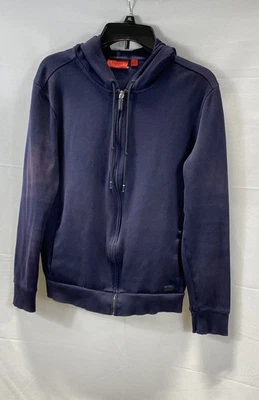 Sudadera con capucha con cremallera completa de algodón azul marino de HUGO para hombre talla S Foto 1 de 4