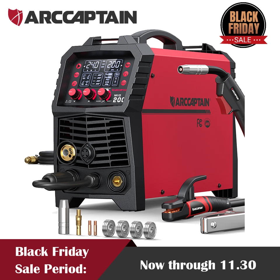 Soldadora MIG 200A multiproceso 6 en 1 con núcleo de flujo sin gas elevación TIG 110V/220V Foto 1 de 4