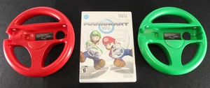 Nintendo Wii: Mario Kart CIB + Mario & Luigi Steering Wheel Controllers Used - Picture 1 of 7
