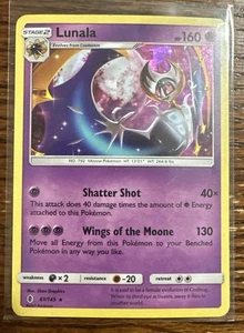 Lunala 61/145 Sole e Luna: Guardiani Rising Cracked Ice HOLO Pokémon TCG (LP) - Foto 1 di 2