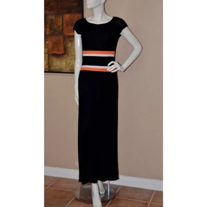 ESCADA Sheer Black Label Color block Black Long Maxi Gown Dress Size 8 NEW! - Picture 1 of 5