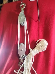 2 Ton Rope Hoist Pulley Wheel Block and Tackle, 4000LB 65 Feet of 3/8" - Poly - Picture 1 of 4