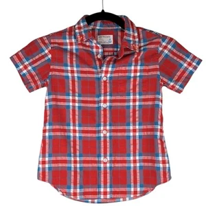 Crewcuts Boy's Red Plaid Short Sleeve Casual Preppy Button Down Shirt Size 4/5 - Picture 1 of 6
