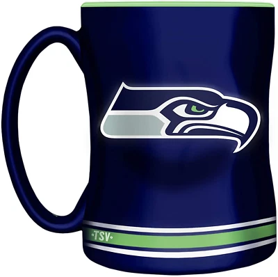 Taza esculpida con mango en C de fútbol americano NFL verde marino logotipo primario Seattle Seahawks 14 oz Foto 1 de 3