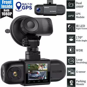 Campark GPS Dual Dash Cam 1080P Front Inside Car Camera 4 IR LEDS Night Vision - Picture 1 of 7