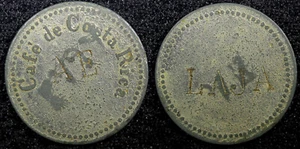 COSTA RICA Iron Token Cafe de Costa Rica C/S  "AE"  & " LAJA" 18mm (23 042) - Picture 1 of 3