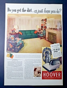 Anuncio impreso Hoover 1940 vintage decorado sala de estar Segunda Guerra Mundial - Imagen 1 de 1