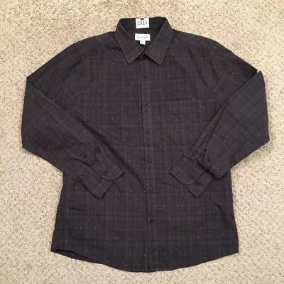 Camisa Haggar Abotonada Para Hombre Mediana Negra Lunares Manga Larga Foto 1 de 4