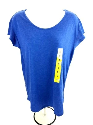 Camiseta túnica orgánica alternativa para mujer cuchara pequeña yoga manga corta azul Foto 1 de 4