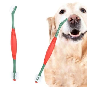 360° Pet Double Head Toothbrush Plastic Pet Finger Toothbrush Grooming - Picture 1 of 8