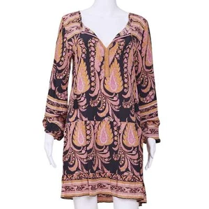 Calypso St. Barth Womens Silk Renisma Dress Paisley Peasant Sleeve in Multicolor - Picture 1 of 15