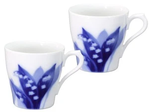 Okura Toen Suzuran Mug Pair Set Microwave Compatible Tableware Blue Japan New - Picture 1 of 6
