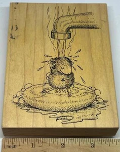 Haus Maus Scrub a Dub Seife Holz montiert Gummistempel Stampa Rosa Bad Dusche - Bild 1 von 4