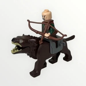 Lego LOTR Warg Black Nose The Hobbit Animal Minifigure w/ Mirkwood Elf Archer - Picture 1 of 8