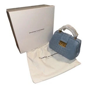🔥 375 $ Leder Brandon Blackwood Elizabeth Arzt Handtasche in blau Kroko Wildleder - Bild 1 von 13