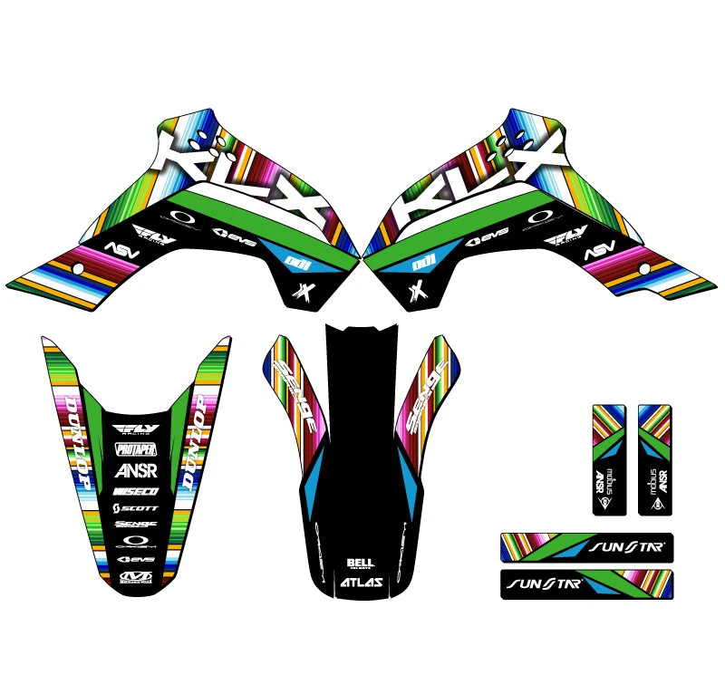 KLX 140 G SERAPE 2017-2018 kit de gráficos Senge negro compatible con Kawasaki Foto 1 de 1