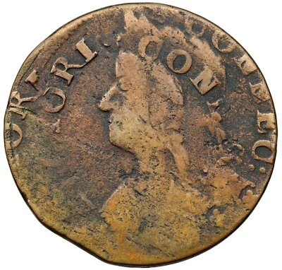 1787 M 26-AA R-5 Double Struck Draped Bust Left Connecticut Colonial Copper - Image 1 of 2