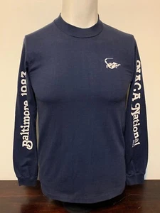 Vintage 80s NACA National Baltimore 1983 T Shirt S Navy Blue Long Sleeves 50/50 - Picture 1 of 8