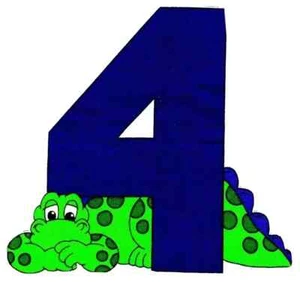 Zahl Dinosaurier Wärmeübertragung Aufbügeln #4 2,5 Zoll - Bild 1 von 2