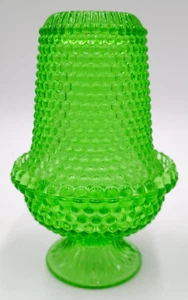 Thousand Eye Hobnail Fairy Lamp Light Green Glass RARE Duncan Miller ? - Picture 1 of 14