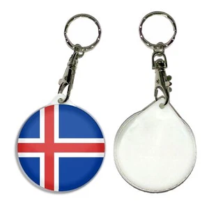 Schlüsselanhänger Island Flagge rund Knopf Abzeichen (55 mm) - Bild 1 von 2