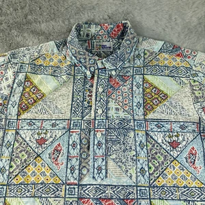 Vintage Reyn Spooner Shirt Mens Medium Blue Tribal Batik Hawaiian Reverse Print - Picture 1 of 13