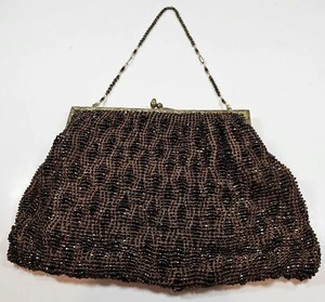 Sac à main ancien cadre perlé bronze ton or fermoir embrasse-moi - Photo 1/5