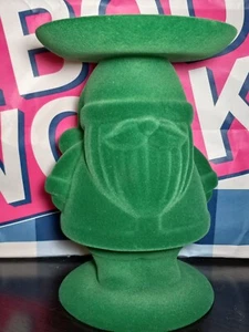 Bath & Body Works Christma Santa Hat Gnome Green Flocked Candle Holder Pedestal - Picture 1 of 21