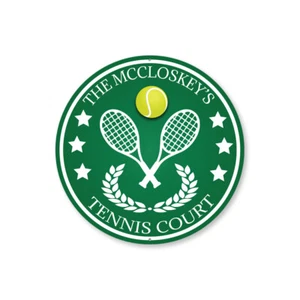 Family Tennis Court Plaque Custom Name Sports Wall Decor Metal Sign - Picture 1 of 4
