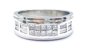 1.00 ct NATURAL square / rectangle DIAMOND mens pinky ring SOLID PLATINUM - Picture 1 of 5