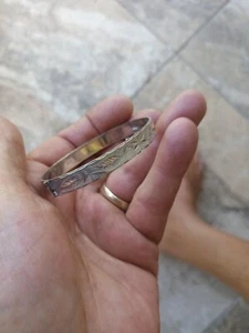 London England Sterling Silver Bangle Bracelet Floral Design - Picture 1 of 12