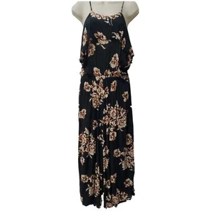 Aeropostale BLACK Floral Dress Jumpsuit Boho Vacation Summer Women's Size XL - Picture 1 of 8