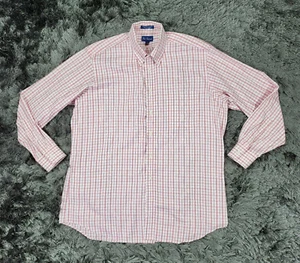 Paul Fredrick camicia uomo 16,5-34 rosso bianco cotone a quadri manica lunga abbottonata - Foto 1 di 14