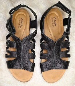 Sandalias de cuero negras April Belle de CLARKS COLLECTION para mujer talla 9,5 M usadas en excelente estado - Imagen 1 de 5