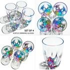 SET OF 4 New Quality Clear Acrylic Drinking Glasses with IRRIDESCENT Bottom 16oz